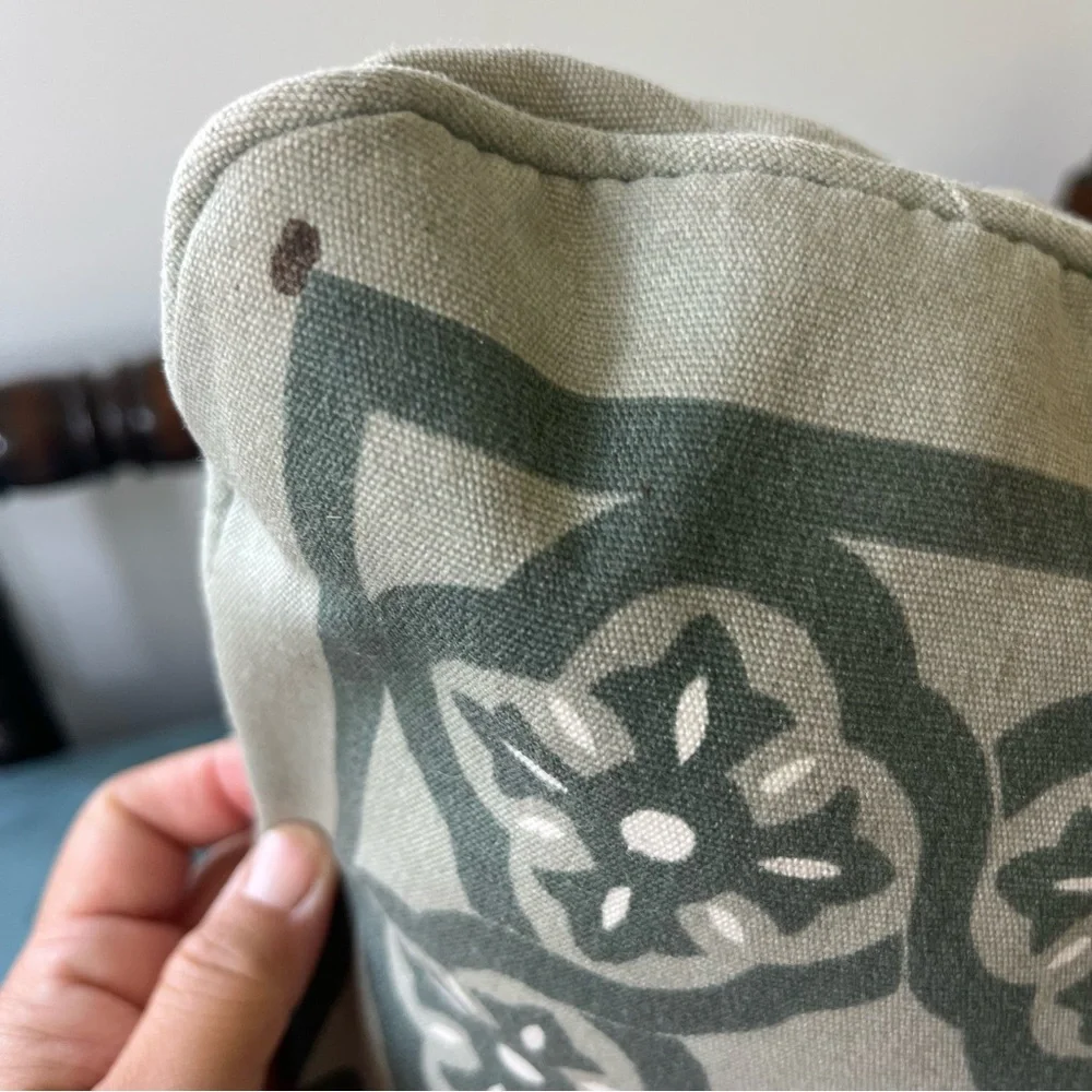 Restoration Hardware Green Gray Geometric Accent Outdoor Pillow Large
